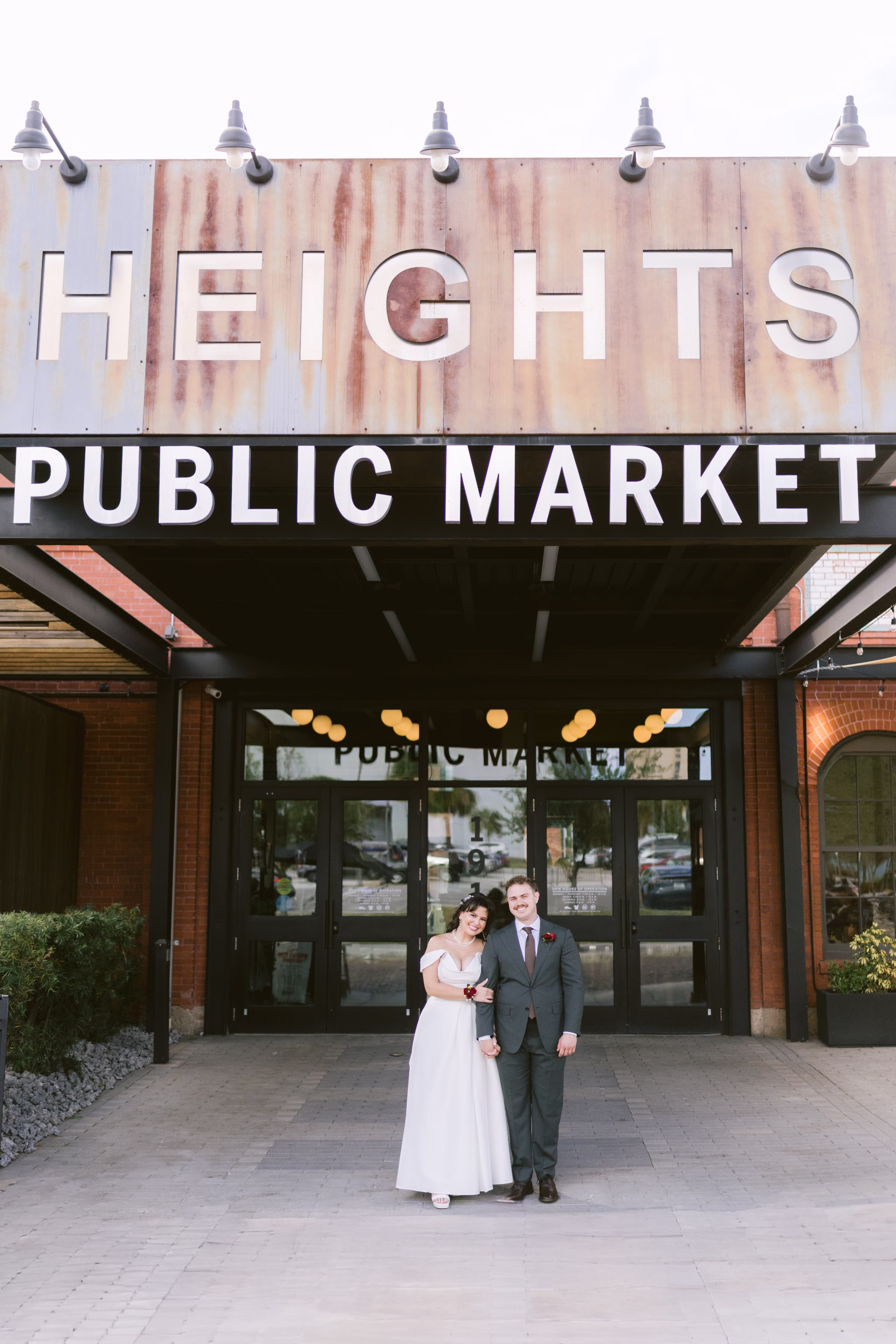 Bride and groom wedding portraits at Heights Public Market in Tampa Bay by Ashley Izquierdo Photography