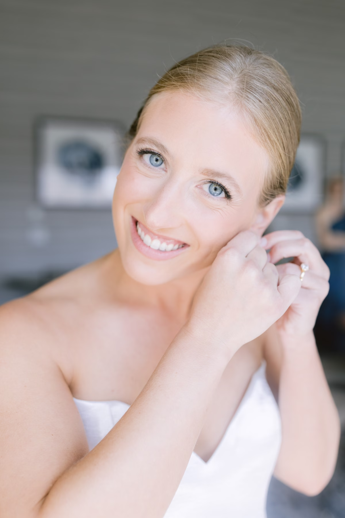 Elegant bridal portrait showcasing hair and makeup by Femme Akoi at St. Petersburg art museum wedding