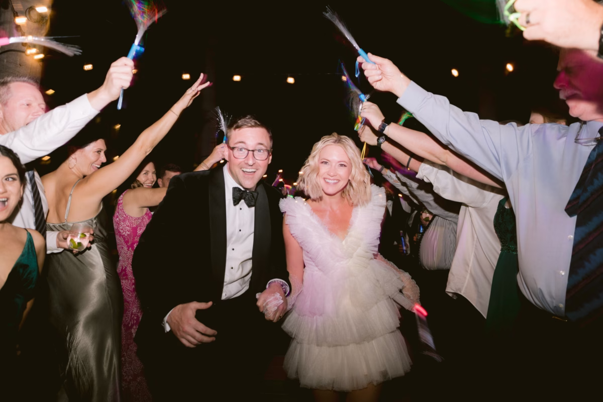 Bride and groom celebrate with sparkler send-off at Casa Marina Key West wedding captured by Ashley Izquierdo Photography