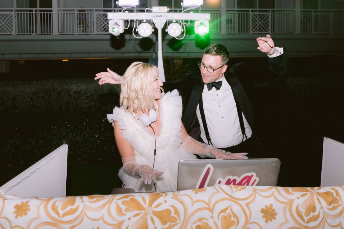 Bride and groom dancing at wedding reception with DJ Lira at Casa Marina Key West photographed by Ashley Izquierdo Photography